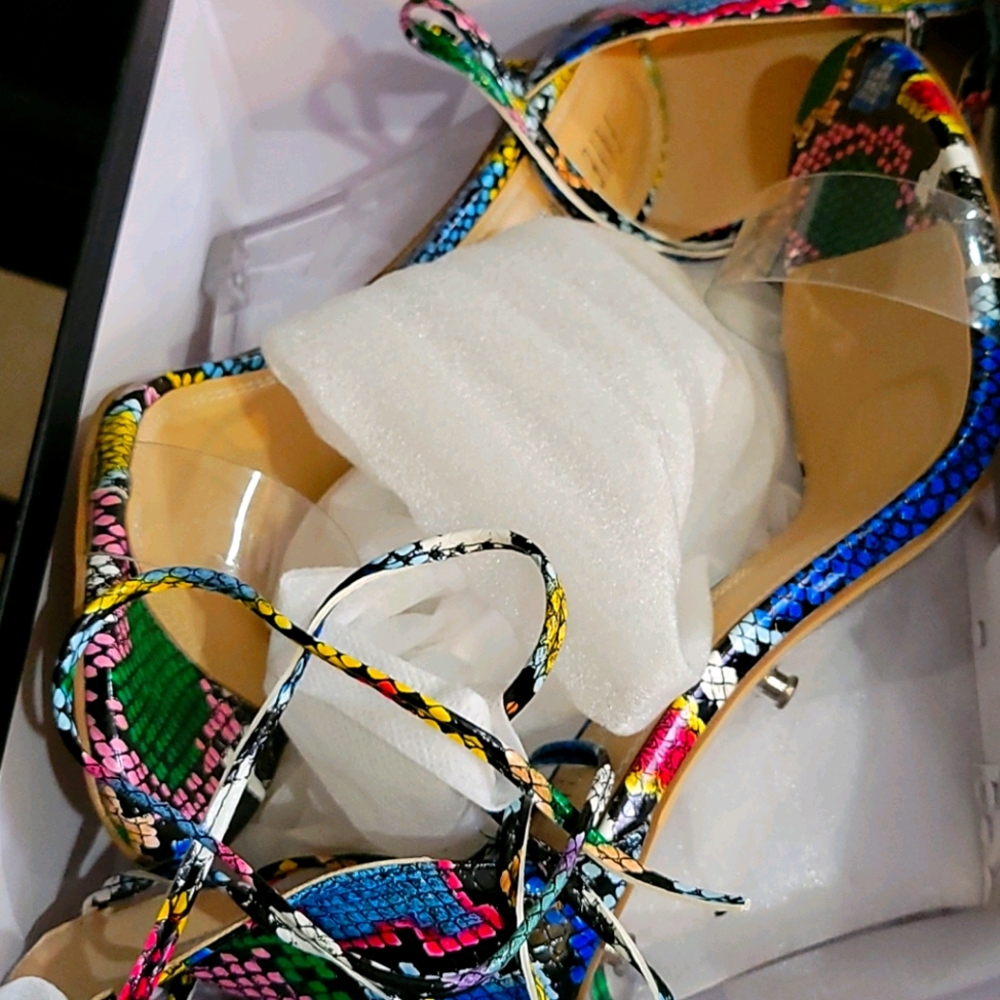 Amoya snake clear heel sandals